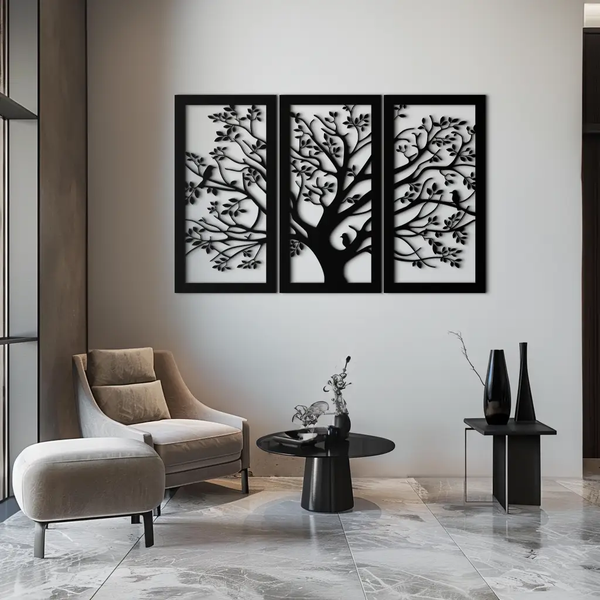 Tree of Life Metal Wall Art - 3-Piece Nature-Inspired Steel Decor - KAF093