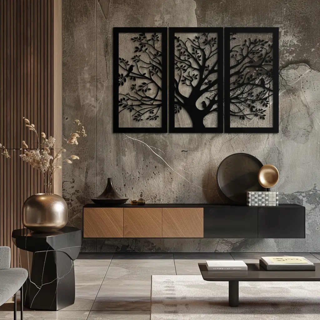 Tree of Life Metal Wall Art - 3-Piece Nature-Inspired Steel Decor - KAF093 by Enova Art