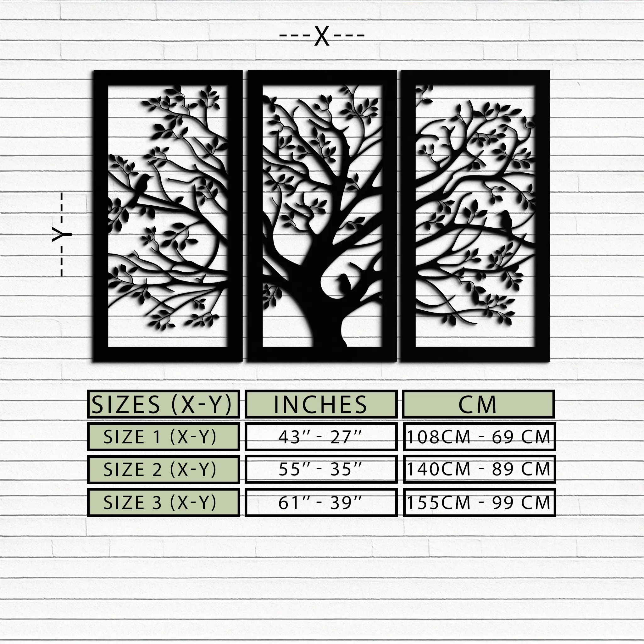 Tree of Life Metal Wall Art - 3-Piece Nature-Inspired Steel Decor - KAF093 by Enova Art