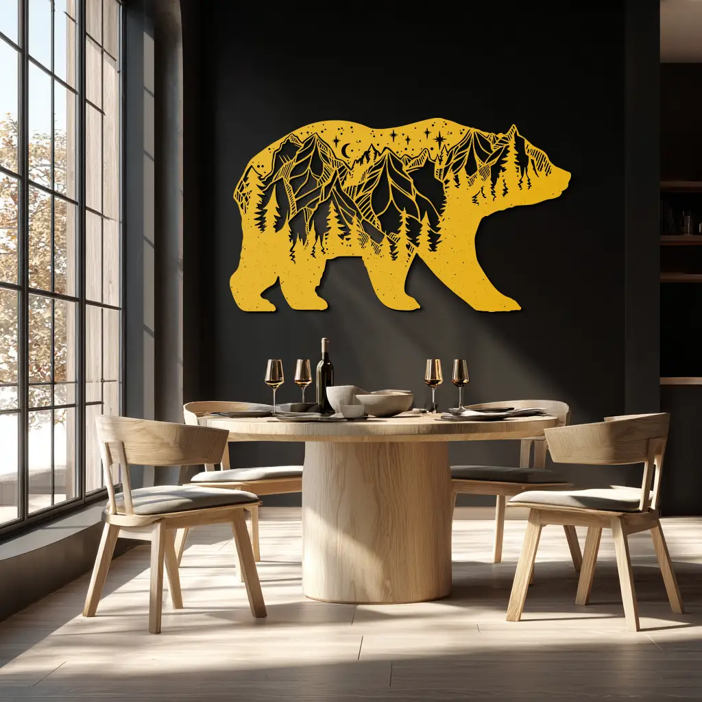 Mountain Bear Metal Wall Art - Nature-Inspired Wildlife Decor - KAF094 by Enova Art