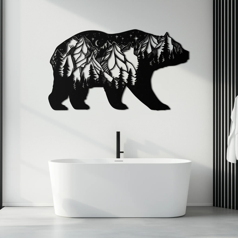 Mountain Bear Metal Wall Art - Nature-Inspired Wildlife Decor - KAF094 by Enova Art