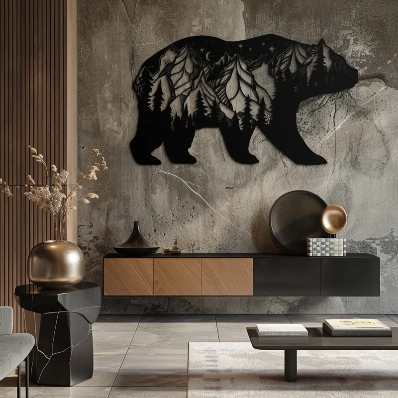 Mountain Bear Metal Wall Art - Nature-Inspired Wildlife Decor - KAF094 by Enova Art
