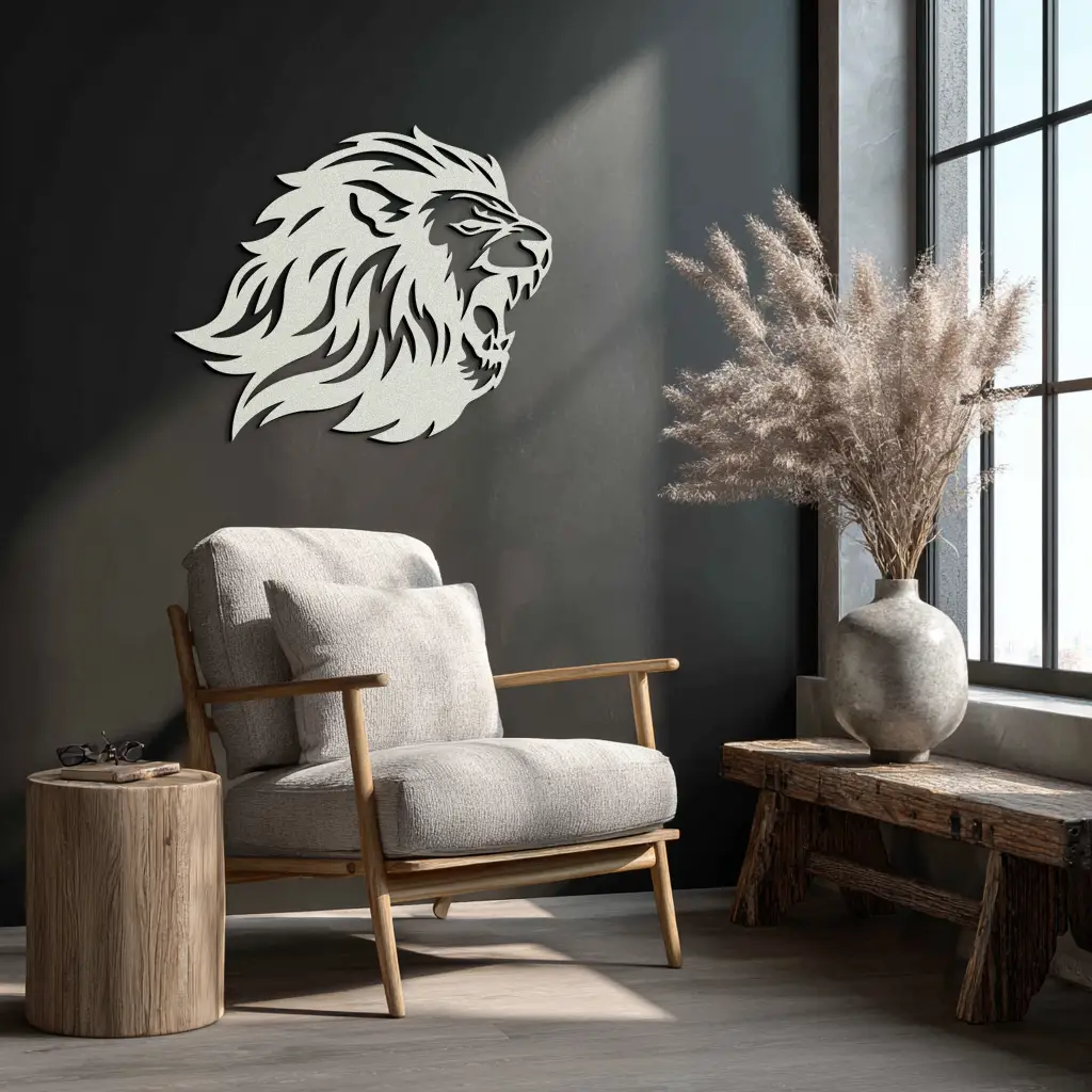 Roaring Lion Metal Wall Art - Fierce Jungle King Steel Decor - KAF095 by Enova Art