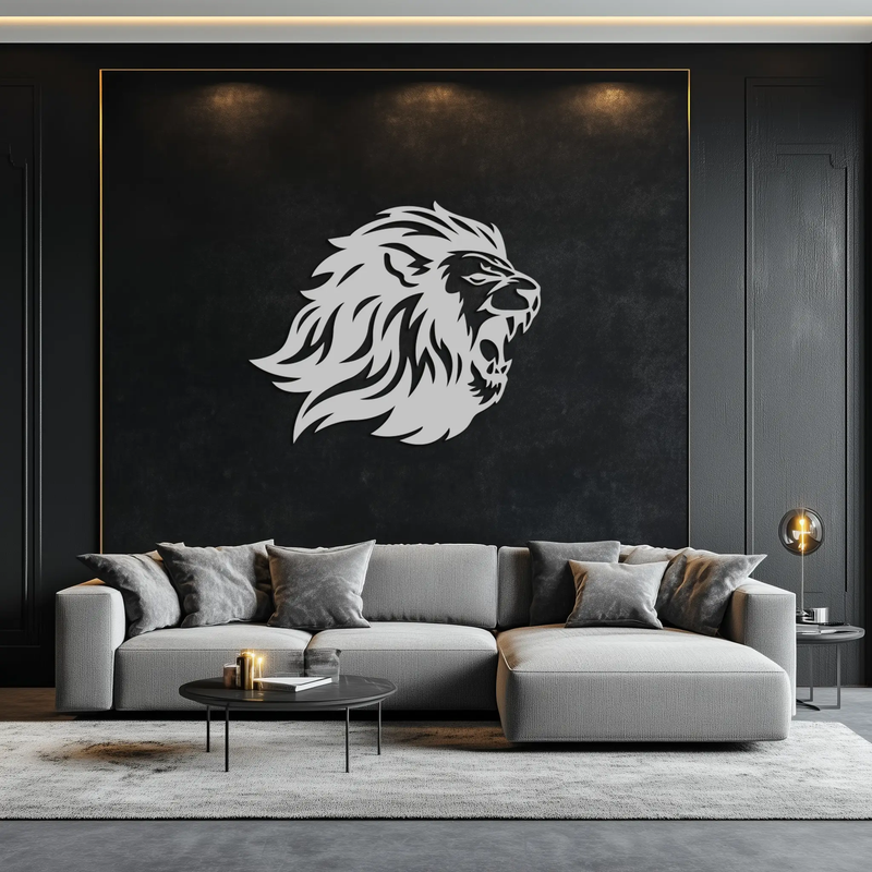 Roaring Lion Metal Wall Art - Fierce Jungle King Steel Decor - KAF095 by Enova Art