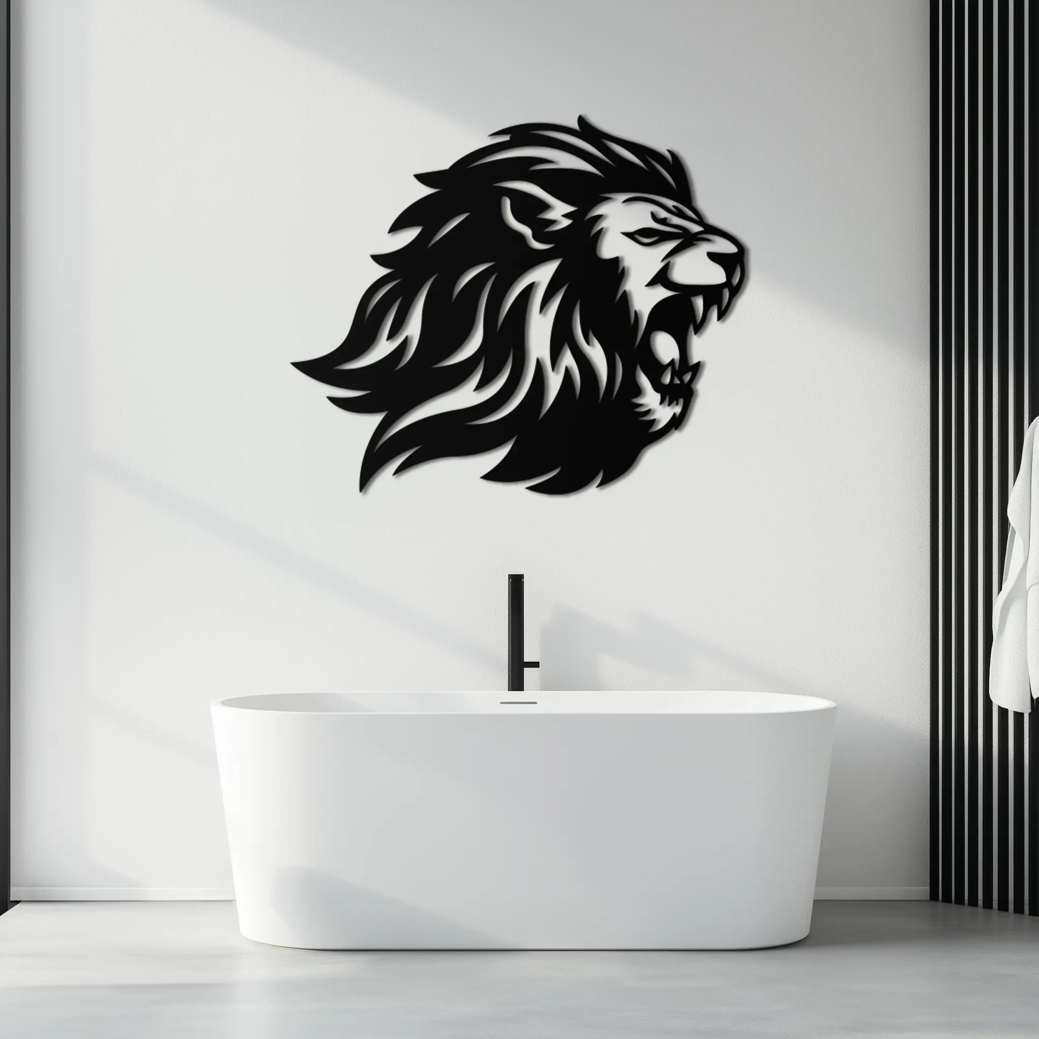 Roaring Lion Metal Wall Art - Fierce Jungle King Steel Decor - KAF095 by Enova Art