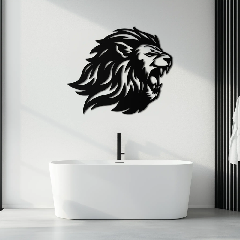 Roaring Lion Metal Wall Art - Fierce Jungle King Steel Decor - KAF095 by Enova Art