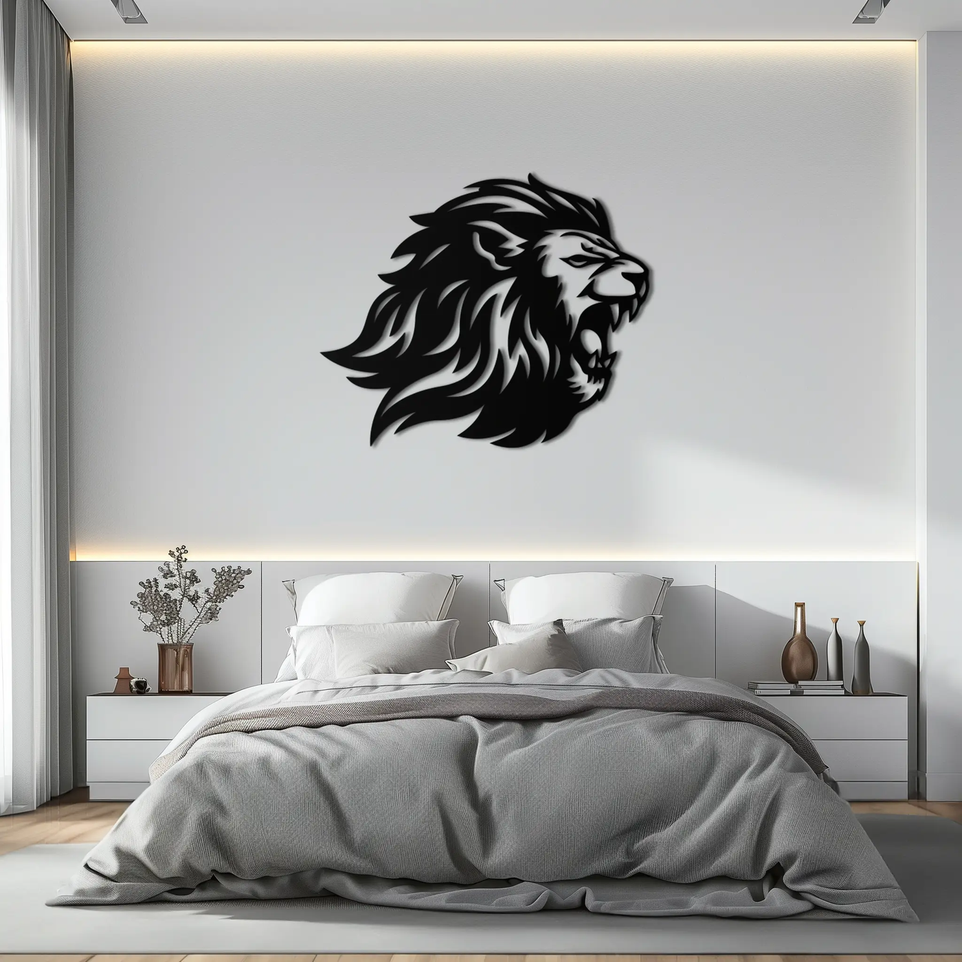 Roaring Lion Metal Wall Art - Fierce Jungle King Steel Decor - KAF095 by Enova Art