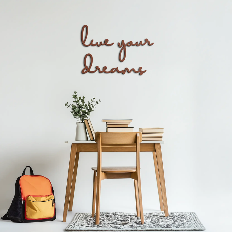 Live Your Dreams Metal Wall Art - Inspirational Script Wall Decor - KAF096 by Enova Art