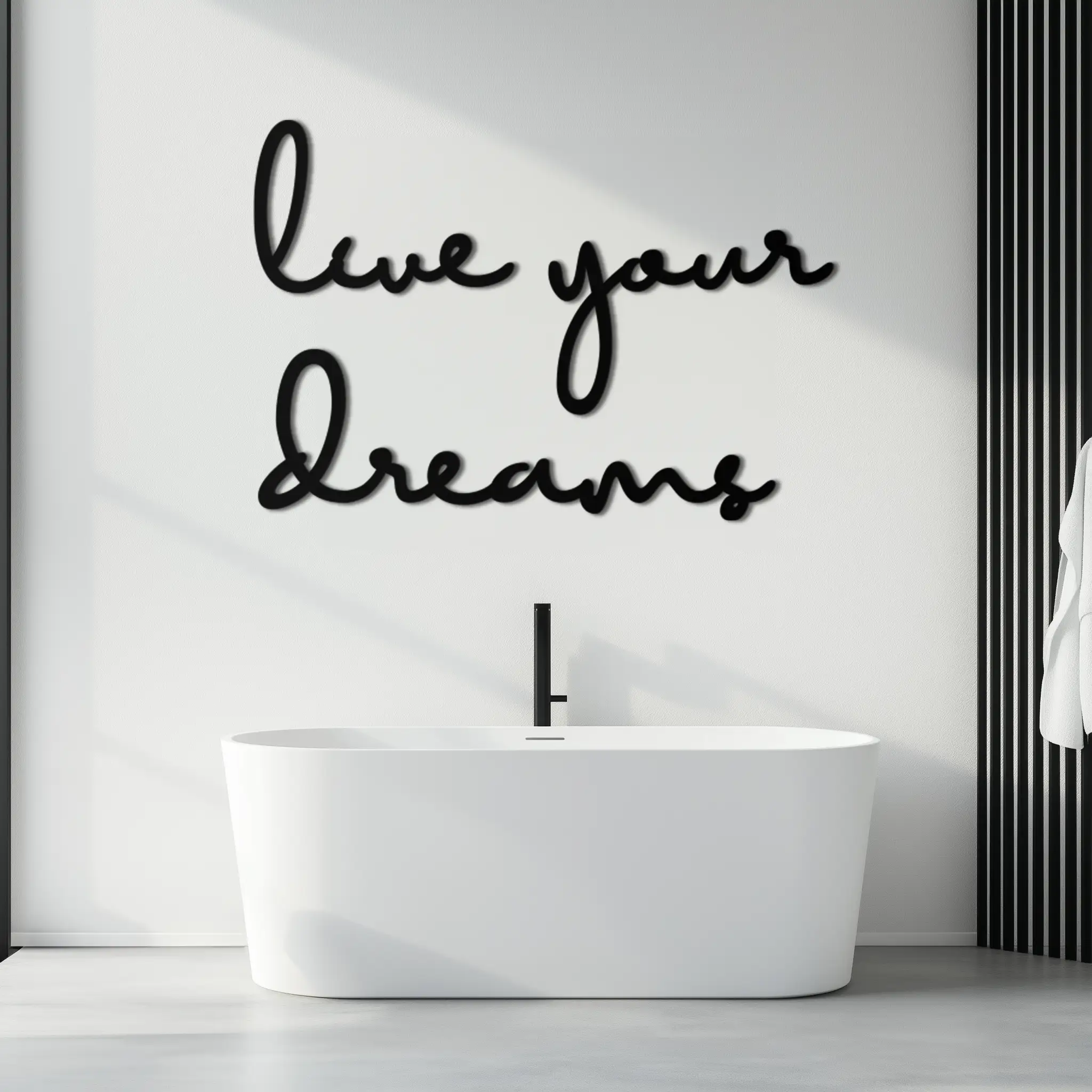 Live Your Dreams Metal Wall Art - Inspirational Script Wall Decor - KAF096 by Enova Art