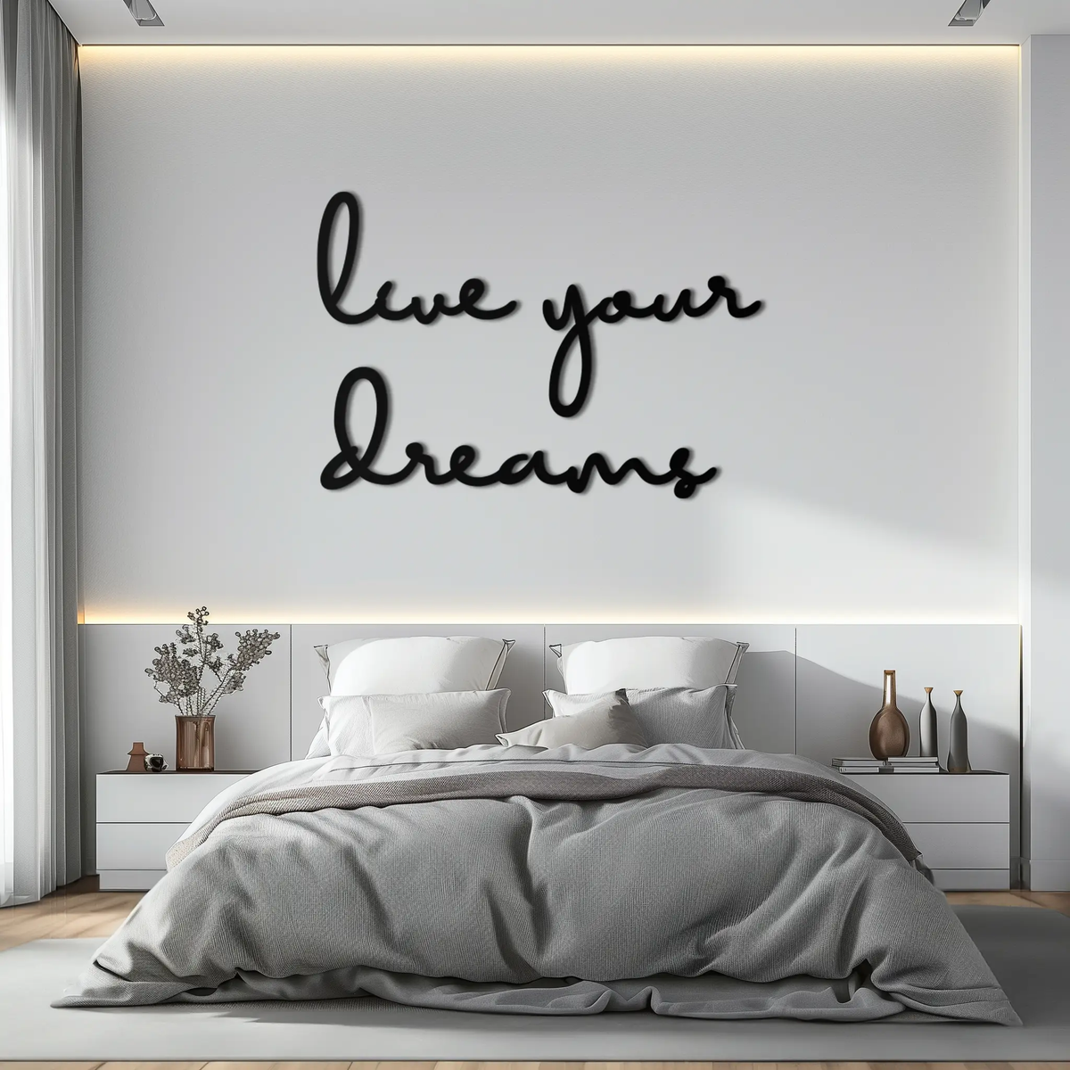 Live Your Dreams Metal Wall Art - Inspirational Script Wall Decor - KAF096 by Enova Art