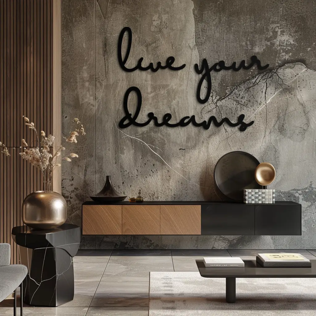 Live Your Dreams Metal Wall Art - Inspirational Script Wall Decor - KAF096 by Enova Art