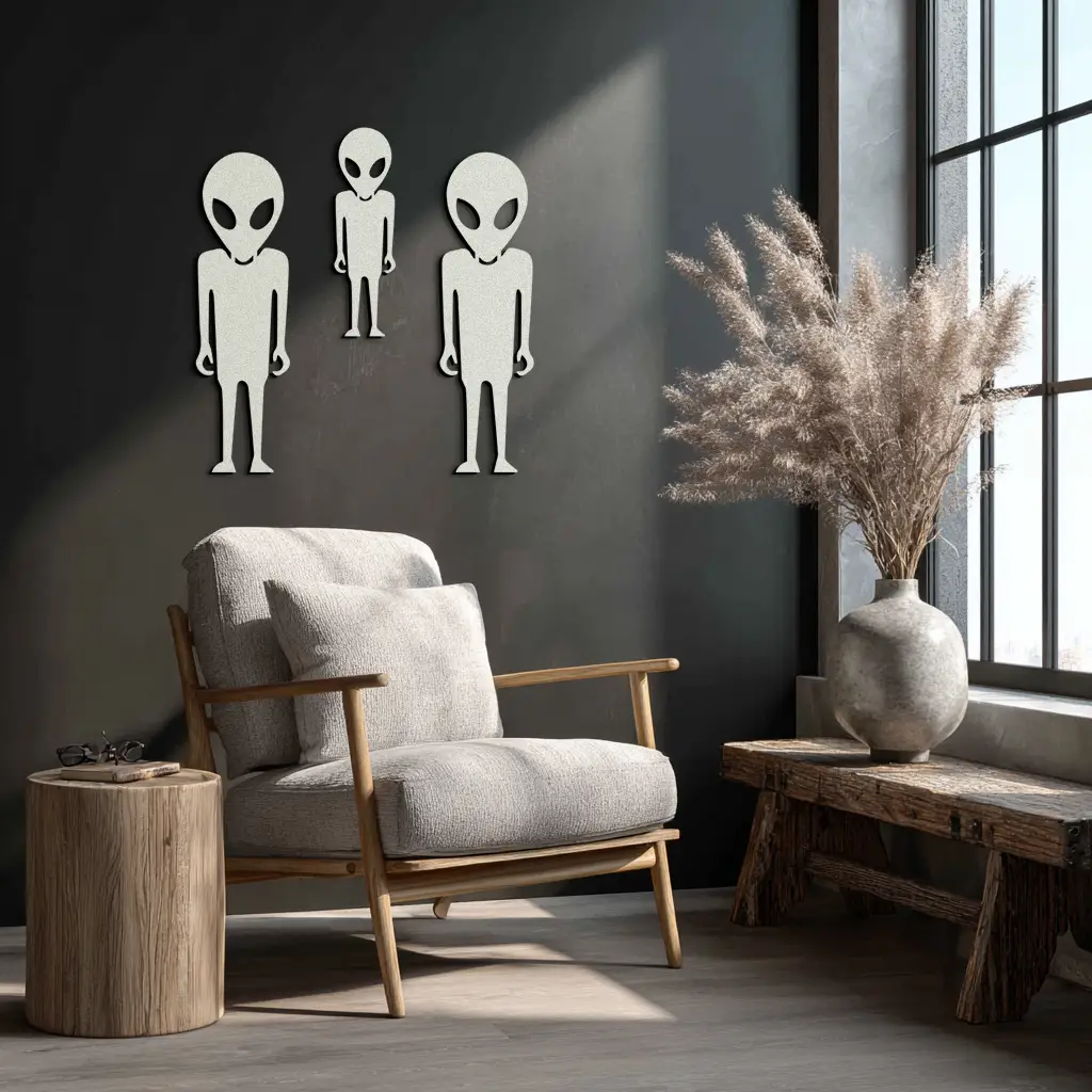 Alien Trio Metal Wall Art - Futuristic Sci-Fi Themed Wall Decor - KAF097 by Enova Art