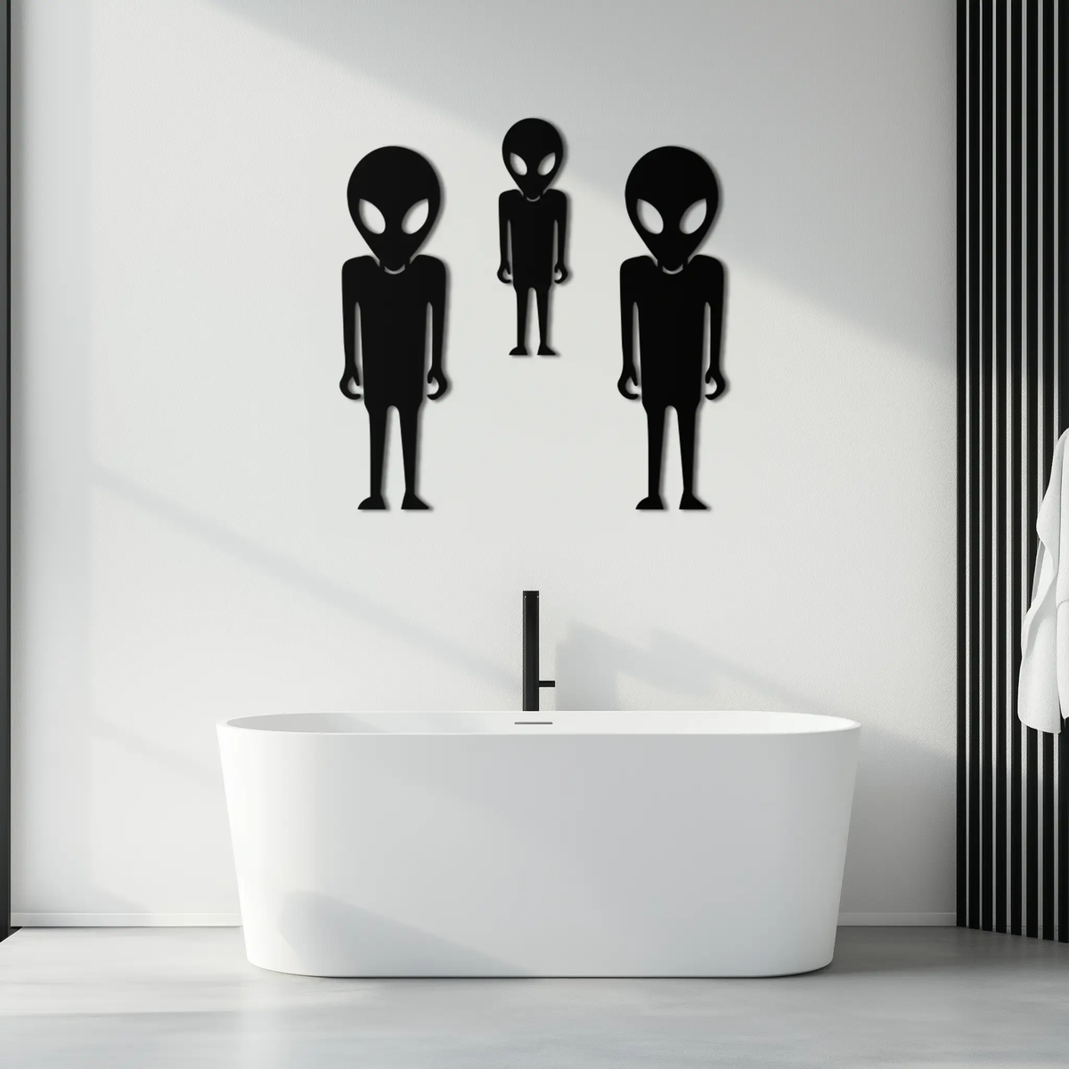 Alien Trio Metal Wall Art - Futuristic Sci-Fi Themed Wall Decor - KAF097 by Enova Art