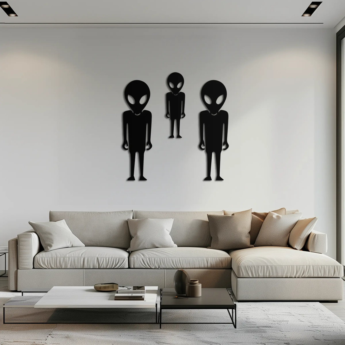 Alien Trio Metal Wall Art - Futuristic Sci-Fi Themed Wall Decor - KAF097 by Enova Art