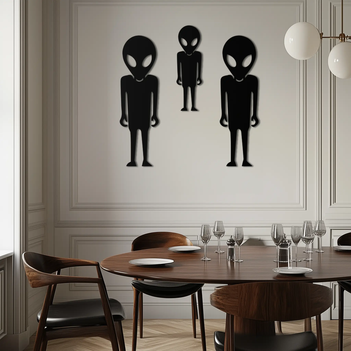 Alien Trio Metal Wall Art - Futuristic Sci-Fi Themed Wall Decor - KAF097 by Enova Art