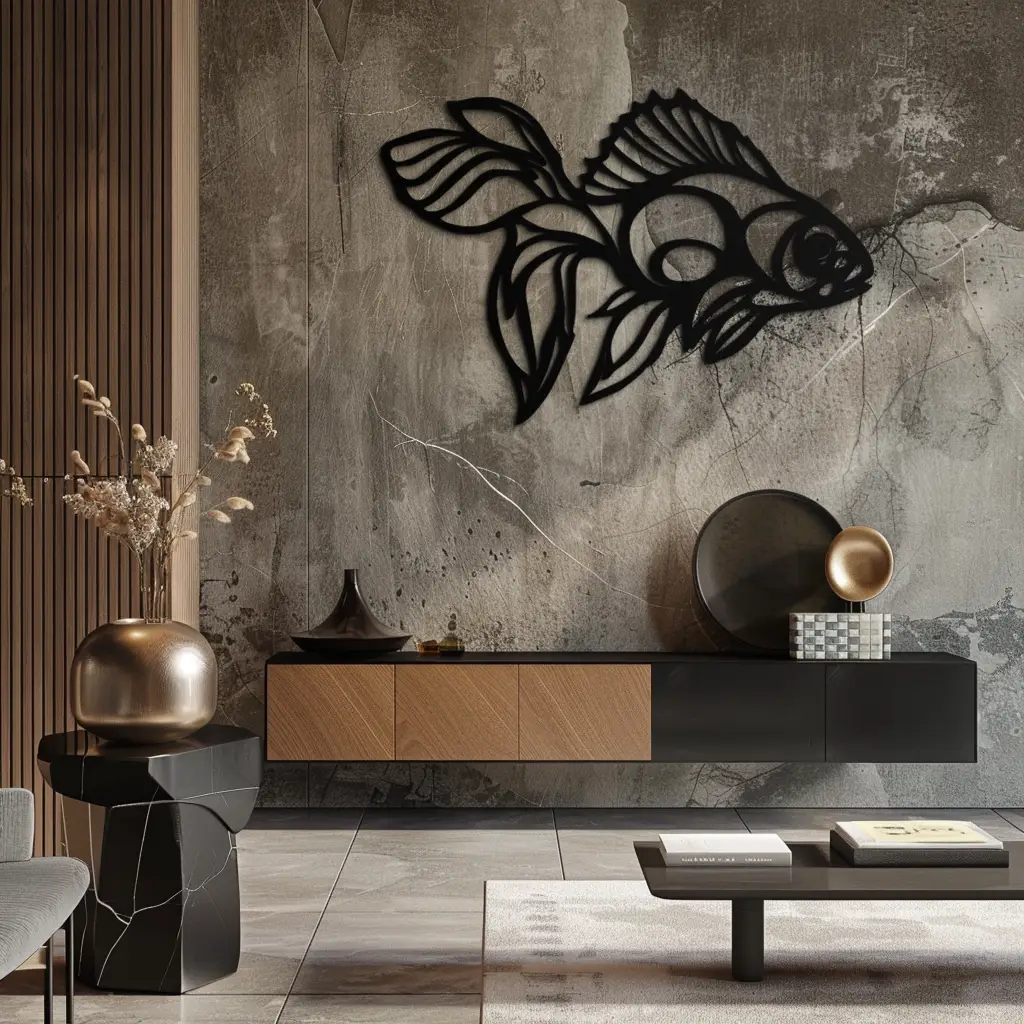 Abstract Fish Metal Wall Art - Modern Steel Wall Decor - KAF101 by Enova Art