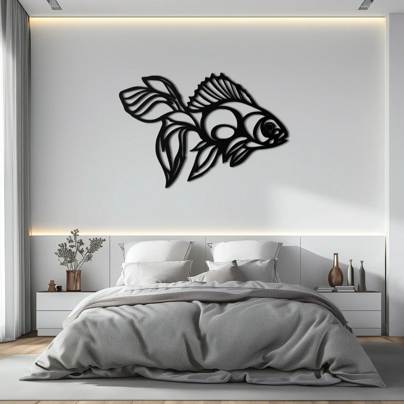 Abstract Fish Metal Wall Art - Modern Steel Wall Decor - KAF101 by Enova Art