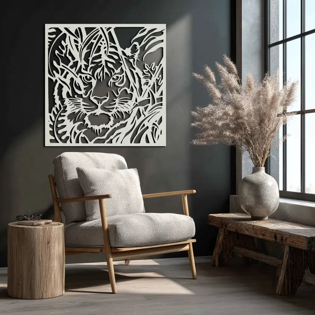 Tiger Metal Wall Art - Jungle-Inspired Modern Steel Wall Decor - KAF102 by Enova Art