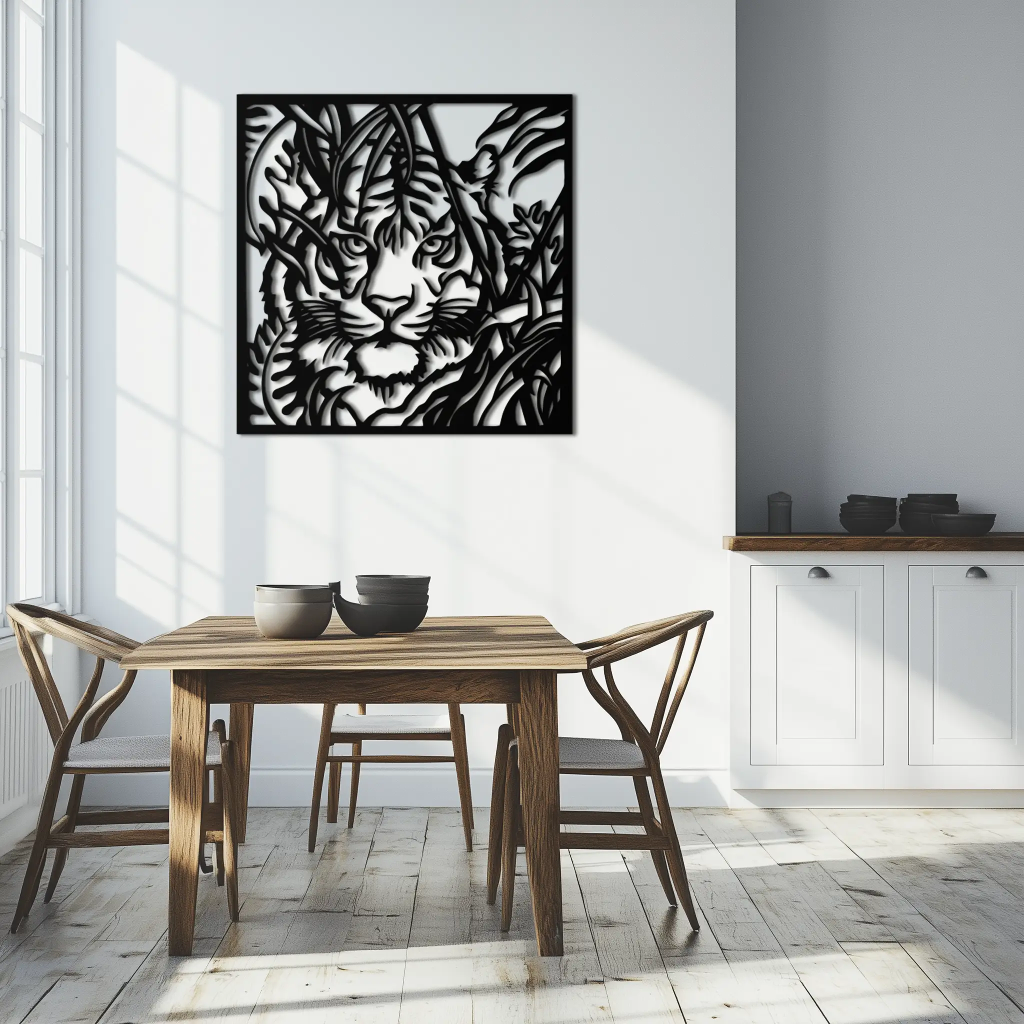 Tiger Metal Wall Art - Jungle-Inspired Modern Steel Wall Decor - KAF102 by Enova Art