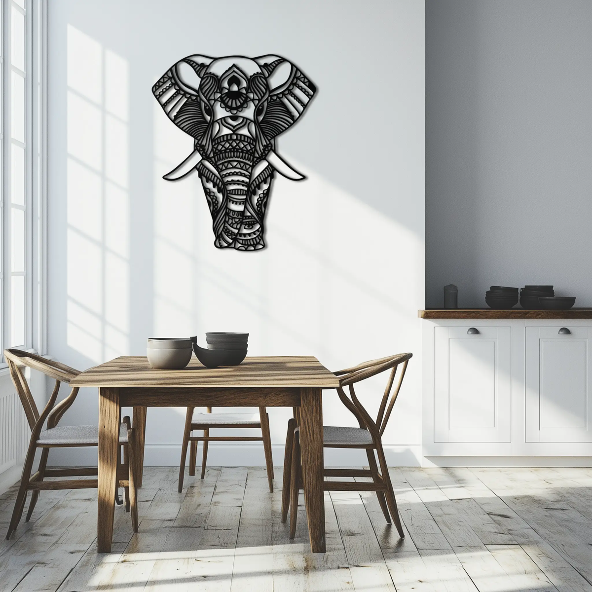 Mandala Elephant Metal Wall Art - Intricate Elephant Head Decor - KAF105 by Enova Art
