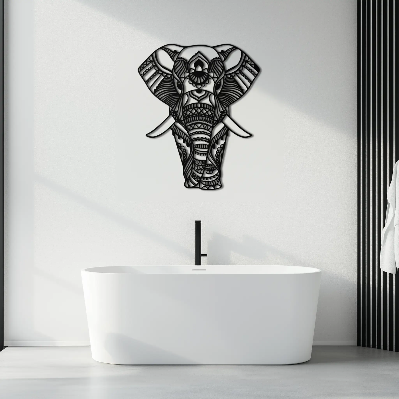 Mandala Elephant Metal Wall Art - Intricate Elephant Head Decor - KAF105 by Enova Art