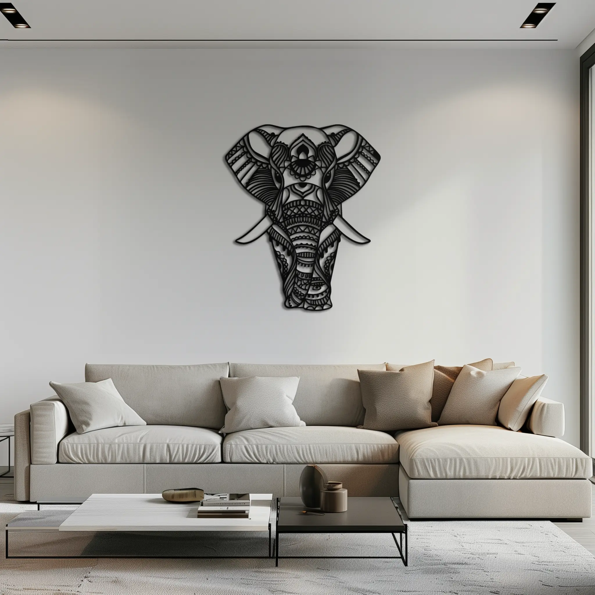 Mandala Elephant Metal Wall Art - Intricate Elephant Head Decor - KAF105 by Enova Art
