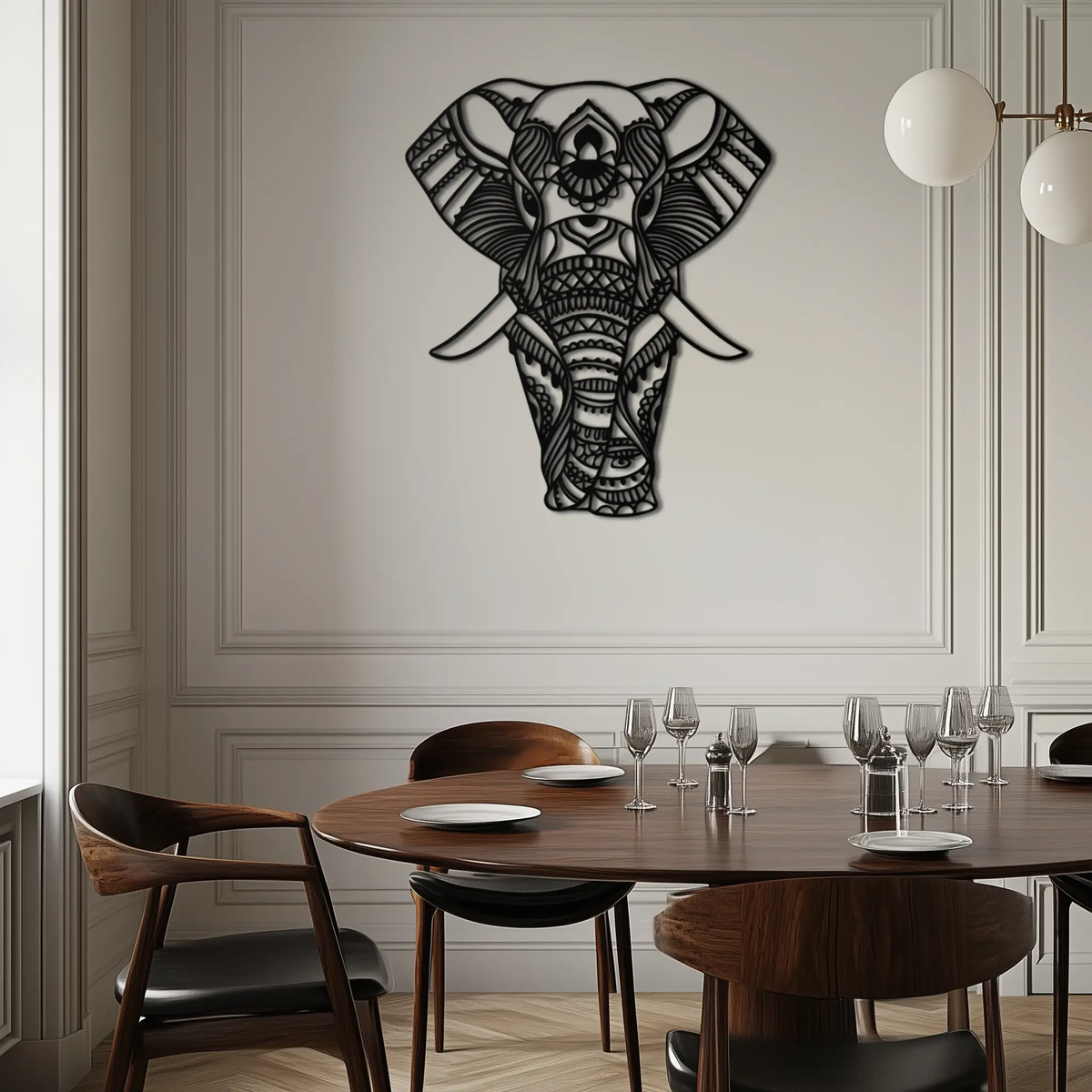 Mandala Elephant Metal Wall Art - Intricate Elephant Head Decor - KAF105 by Enova Art
