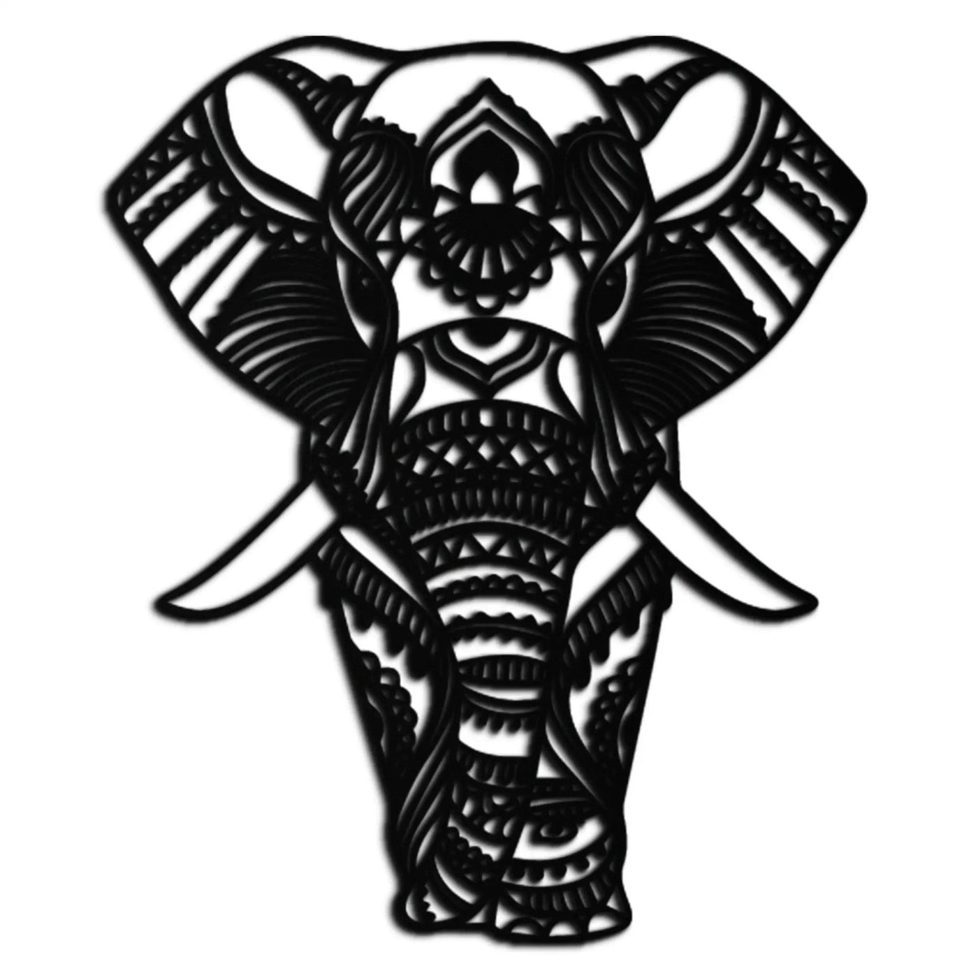Mandala Elephant Metal Wall Art - Intricate Elephant Head Decor - KAF105 by Enova Art