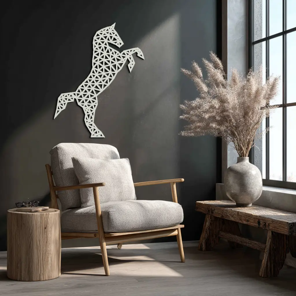 Geometric Horse Metal Wall Art - Modern Steel Horse Silhouette - KAF108 by Enova Art
