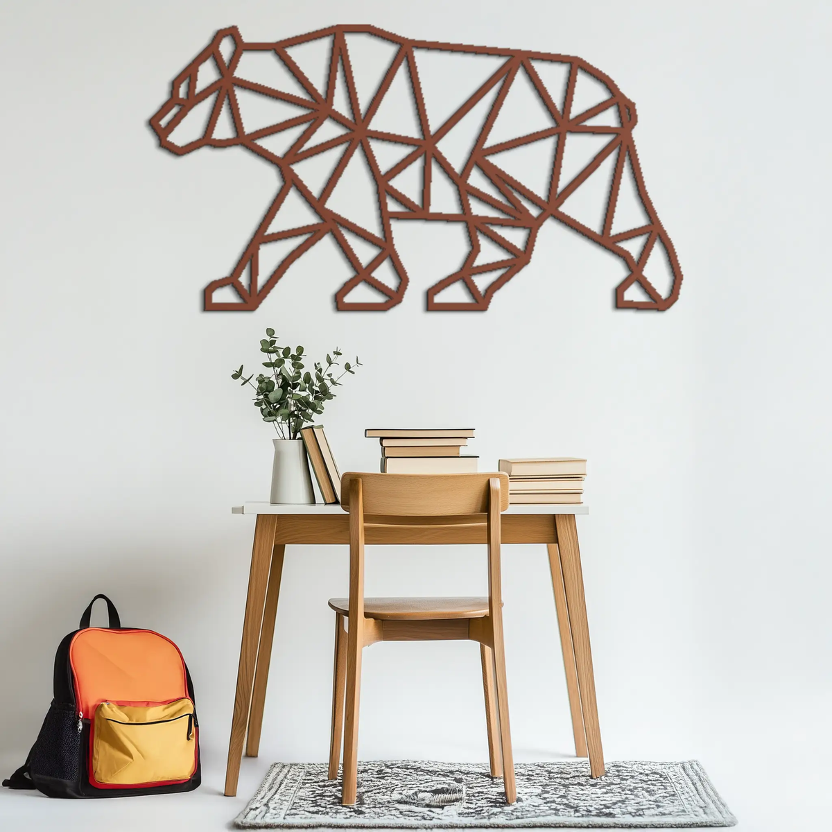 Geometric Bear Metal Wall Art - Modern Steel Animal Decor - KAF109 by Enova Art