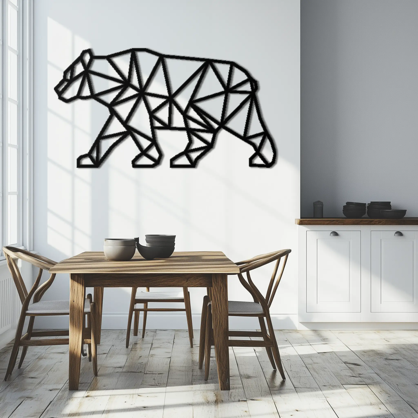 Geometric Bear Metal Wall Art - Modern Steel Animal Decor - KAF109 by Enova Art