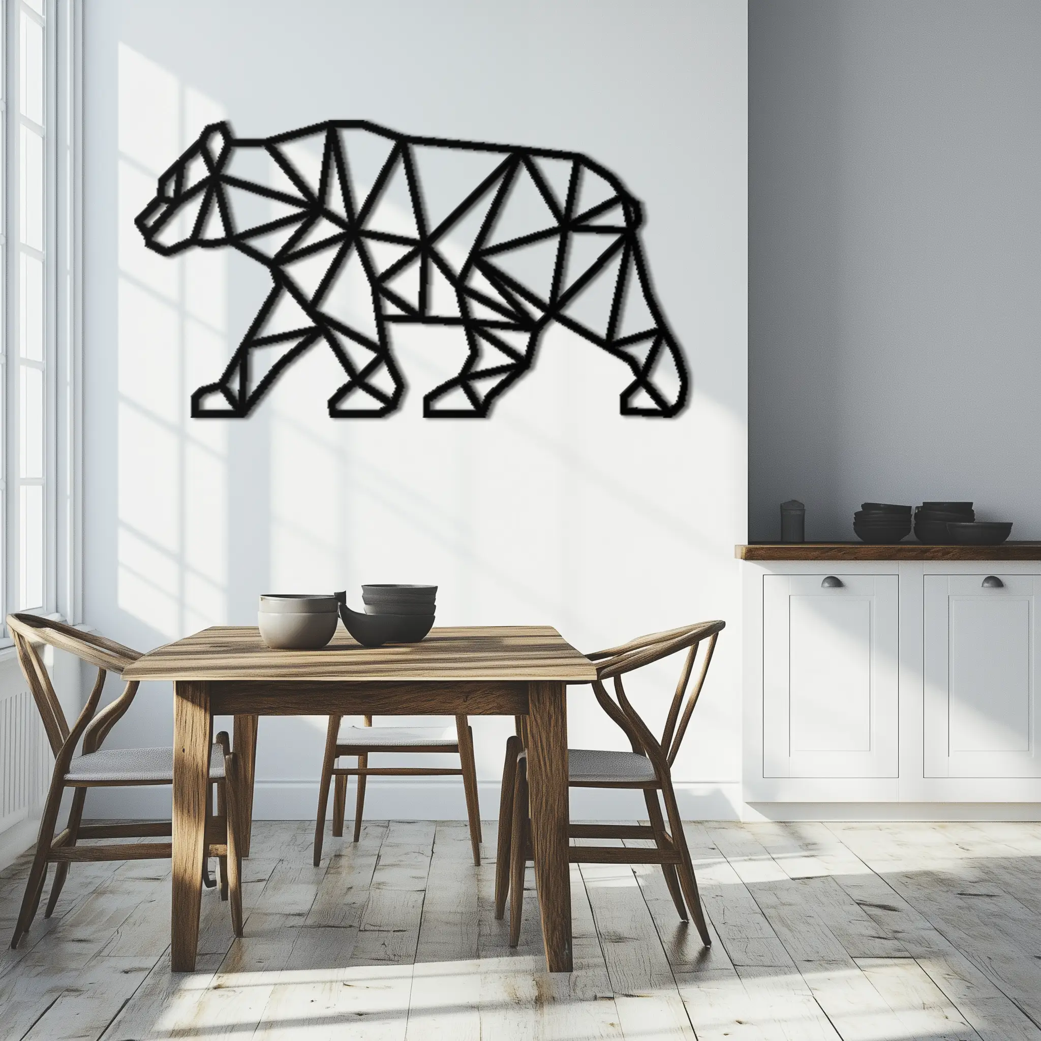 Geometric Bear Metal Wall Art - Modern Steel Animal Decor - KAF109 by Enova Art