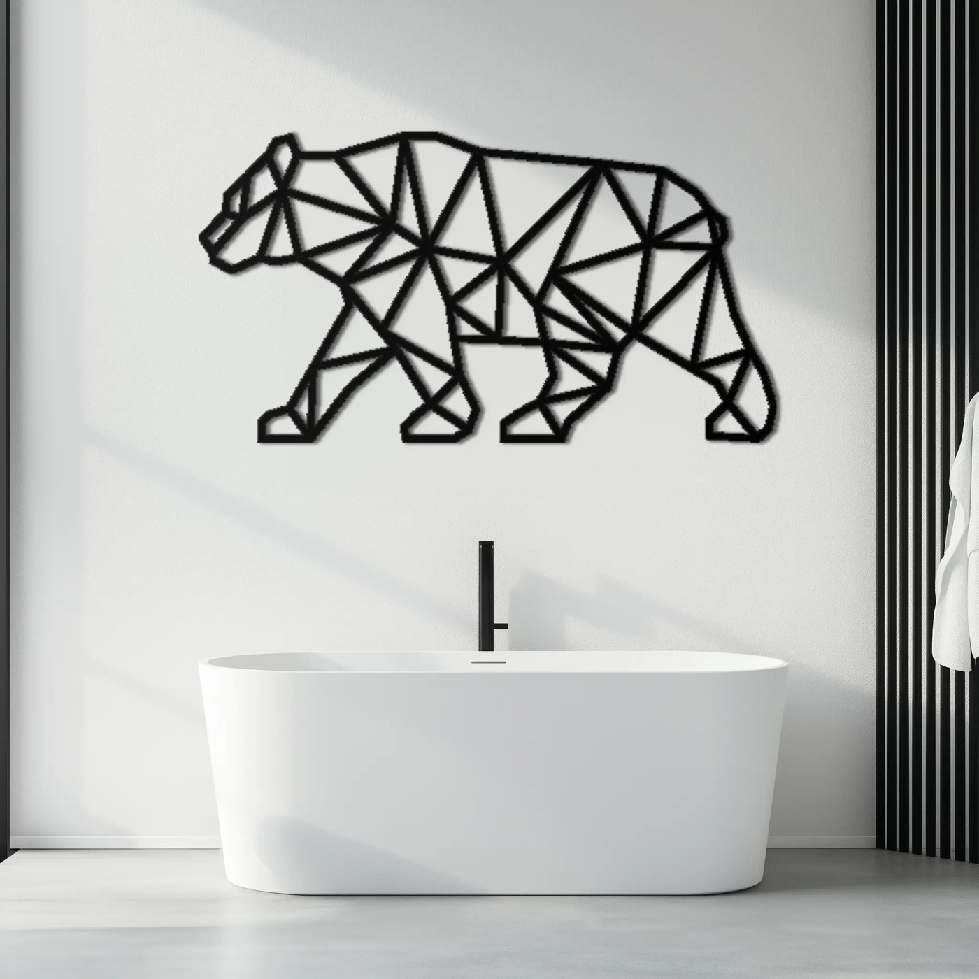 Geometric Bear Metal Wall Art - Modern Steel Animal Decor - KAF109 by Enova Art