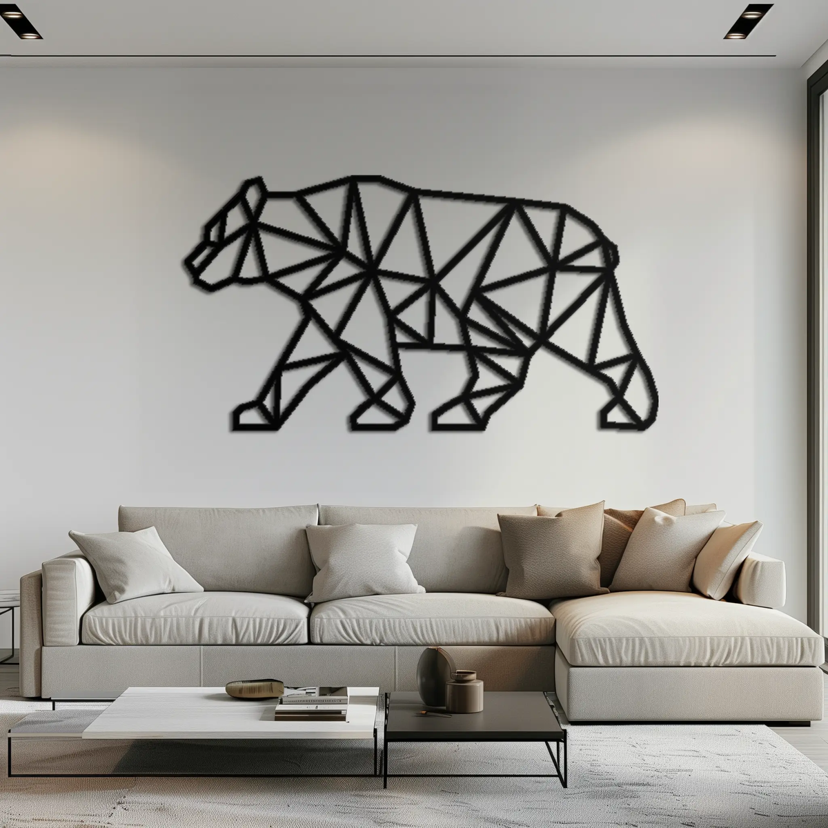 Geometric Bear Metal Wall Art - Modern Steel Animal Decor - KAF109 by Enova Art