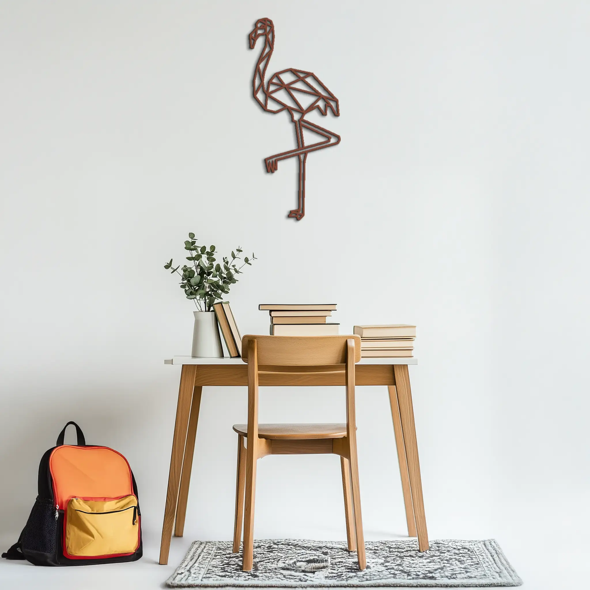 Geometric Flamingo Metal Wall Art - Modern Minimalist Steel Decor - KAF110 by Enova Art