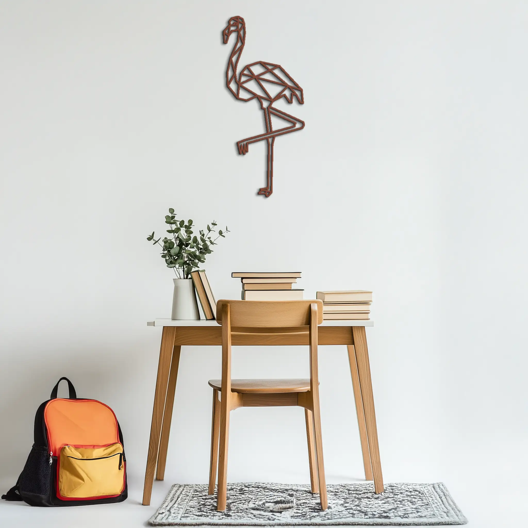 Geometric Flamingo Metal Wall Art - Modern Minimalist Steel Decor - KAF110