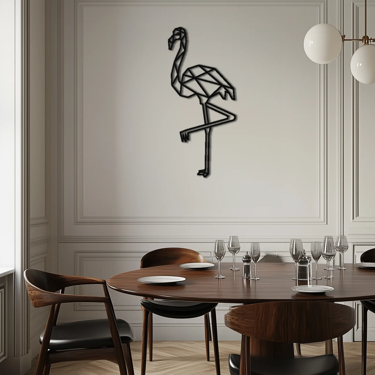 Geometric Flamingo Metal Wall Art - Modern Minimalist Steel Decor - KAF110 by Enova Art