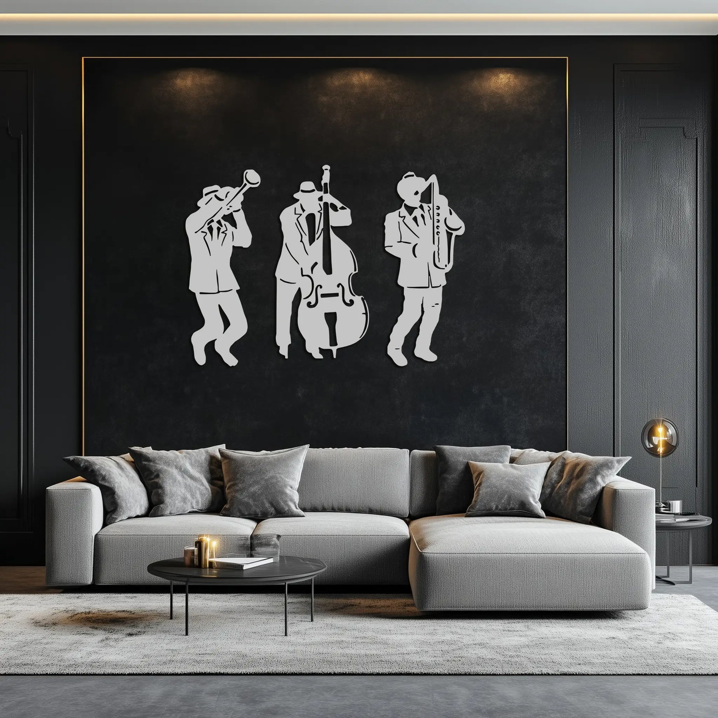 Jazz Musicians Metal Wall Art - 3-Piece Silhouette Music Decor - KAF111 by Enova Art