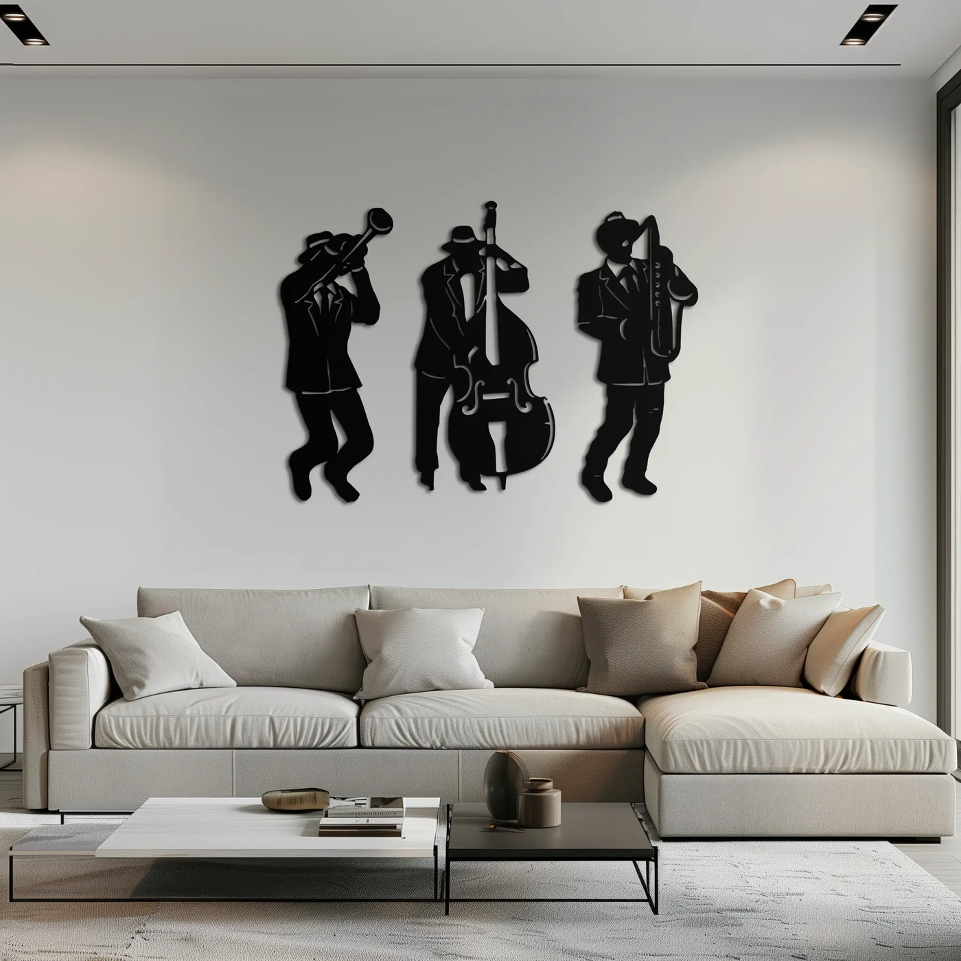 Jazz Musicians Metal Wall Art - 3-Piece Silhouette Music Decor - KAF111 by Enova Art