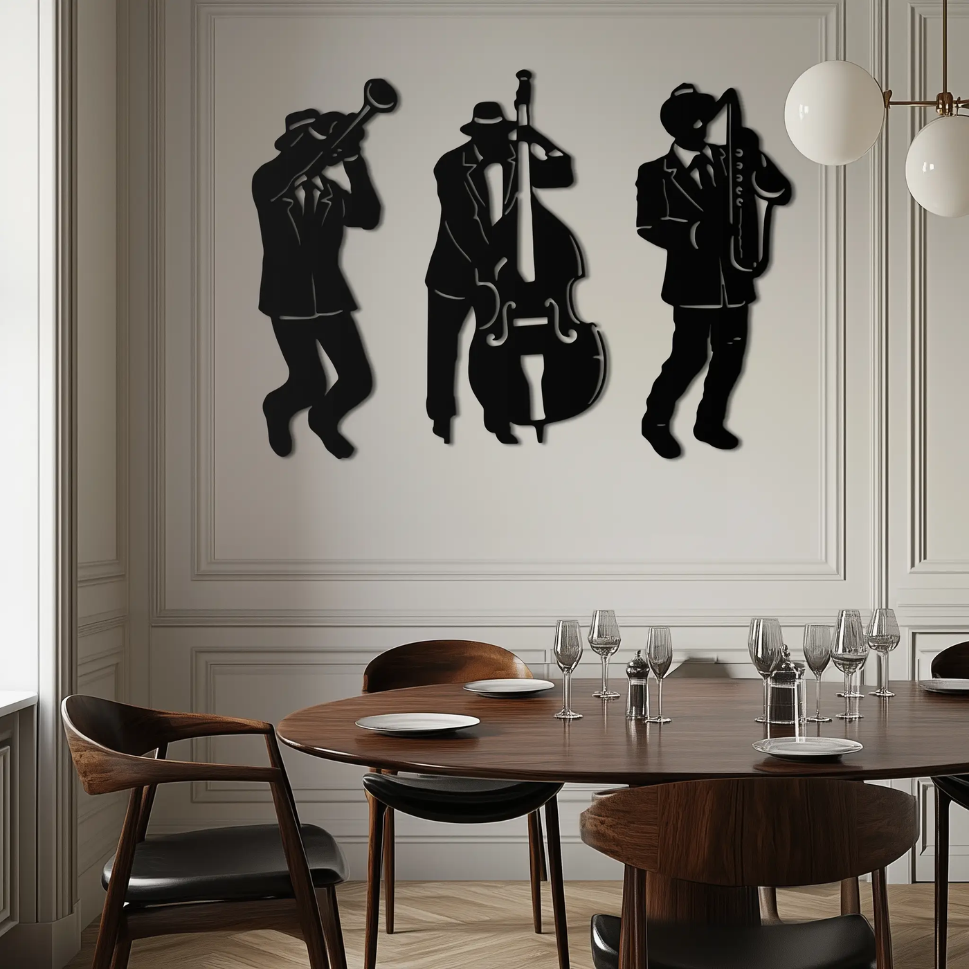 Jazz Musicians Metal Wall Art - 3-Piece Silhouette Music Decor - KAF111 by Enova Art