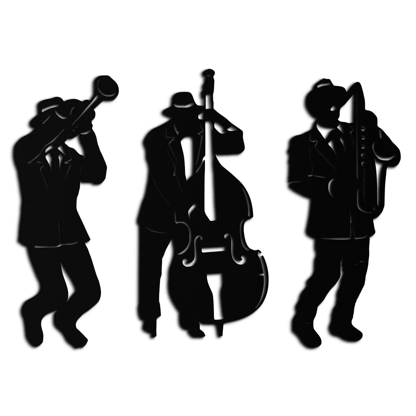 Jazz Musicians Metal Wall Art - 3-Piece Silhouette Music Decor - KAF111 by Enova Art