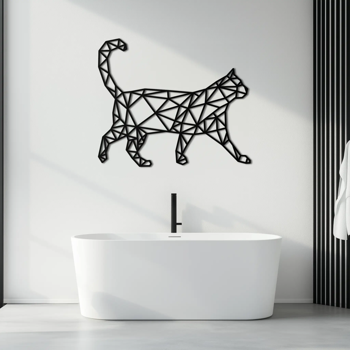 Geometric Cat Metal Wall Art - Modern Feline-Inspired Decor - KAF116 by Enova Art