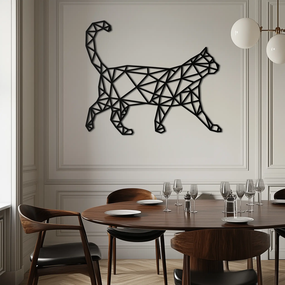 Geometric Cat Metal Wall Art - Modern Feline-Inspired Decor - KAF116 by Enova Art
