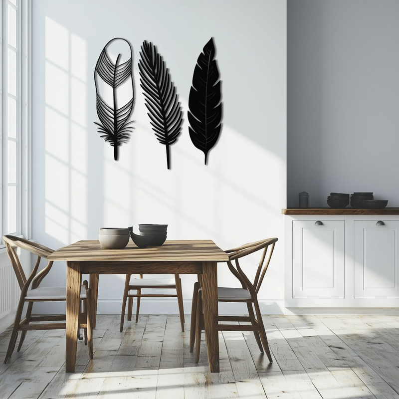 Geometric Feather Metal Wall Art - Modern Boho Steel Decor - KAF117 by Enova Art