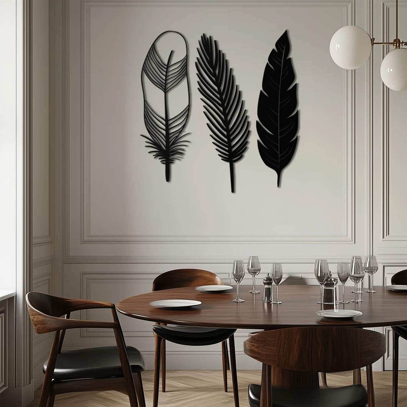 Geometric Feather Metal Wall Art - Modern Boho Steel Decor - KAF117 by Enova Art