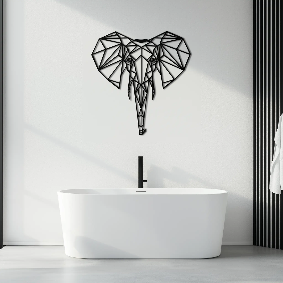 Geometric Elephant Metal Wall Art - Modern Abstract Steel Decor - KAF119 by Enova Art