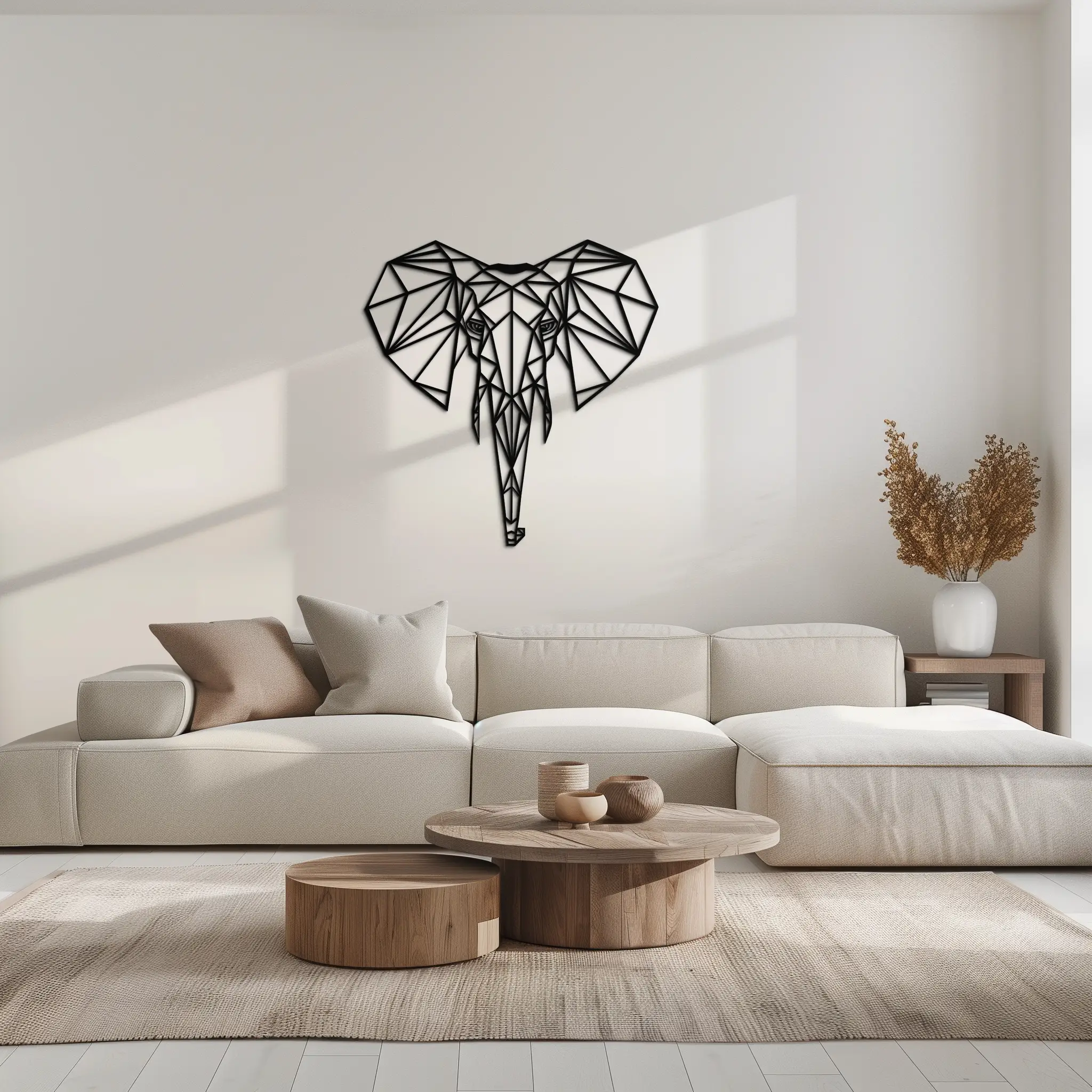 Geometric Elephant Metal Wall Art - Modern Abstract Steel Decor - KAF119 by Enova Art