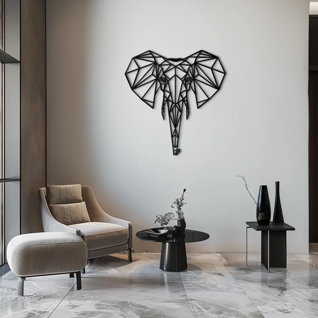 Geometric Elephant Metal Wall Art - Modern Abstract Steel Decor - KAF119 by Enova Art