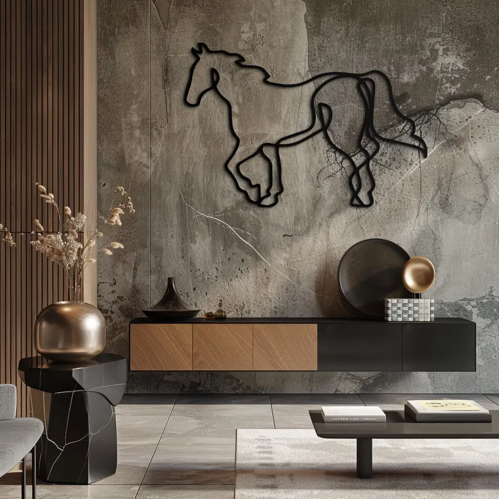 Abstract Horse Metal Wall Art - Minimalist Steel Horse Silhouette - KAF121 by Enova Art