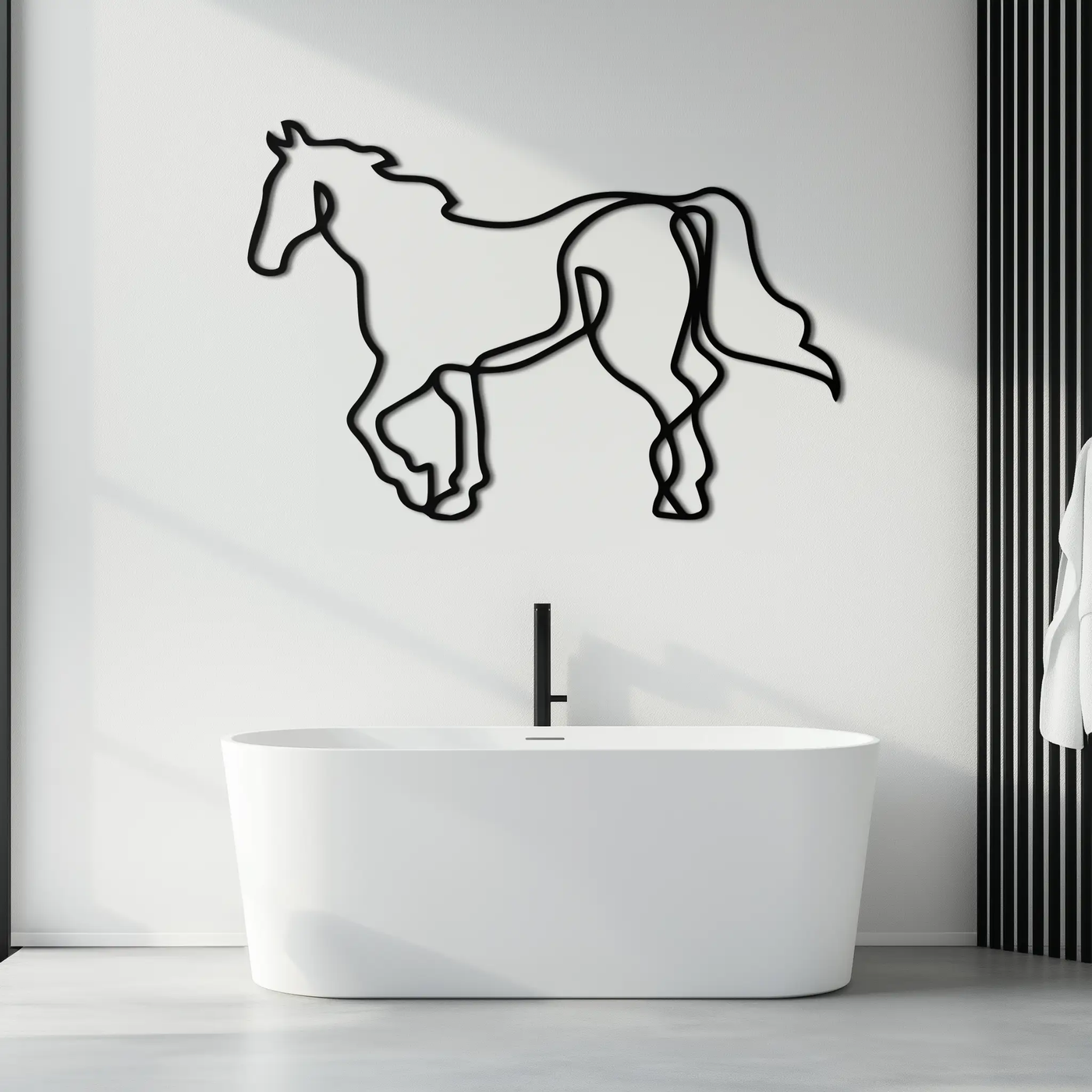 Abstract Horse Metal Wall Art - Minimalist Steel Horse Silhouette - KAF121 by Enova Art